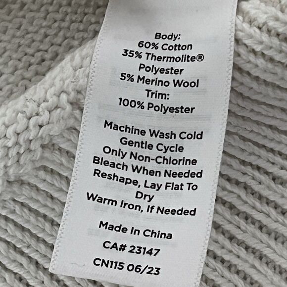 T By Talbots Women Sweater Large Black White Quilted Neck Fair Isle Thermolite - Picture 10 of 12